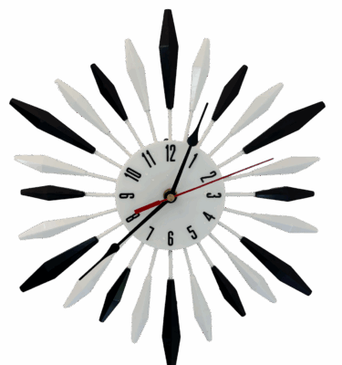 black and white retro resin clock