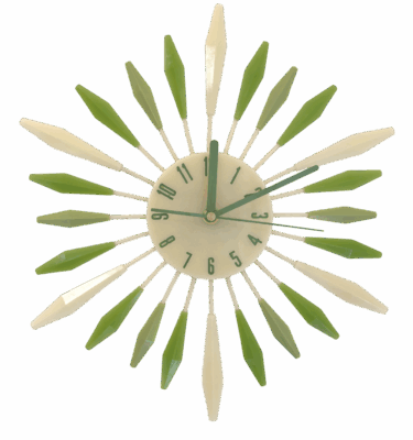 greens and vanilla retro resin clock