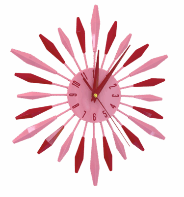 pink and red retro resin clock