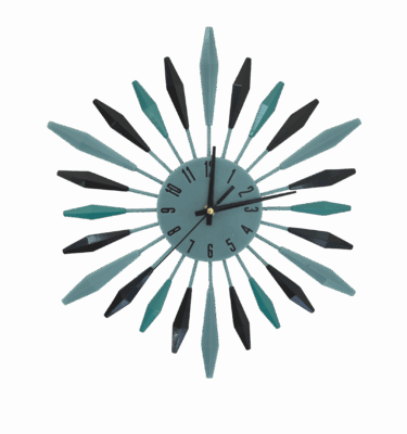 blue and teal and black retro resin clock