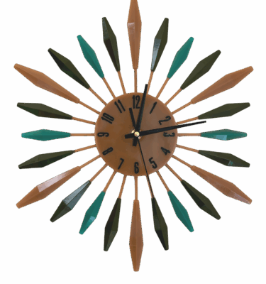 brown and teal and black retro resin clock