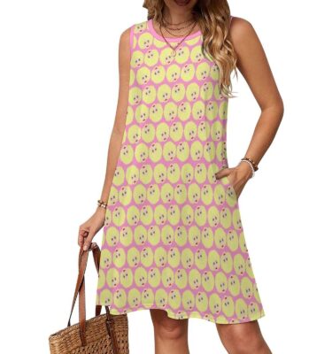 DOLLY PARTON cool comfy sleeveless summer knit dress . original ILLUSTRATION