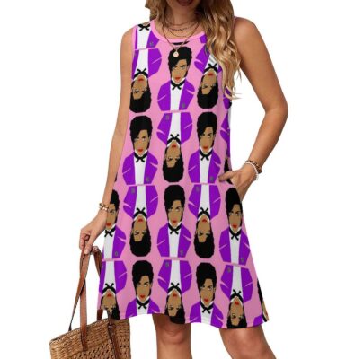 PRINCE cool comfy sleeveless summer knit dress . original ILLUSTRATION