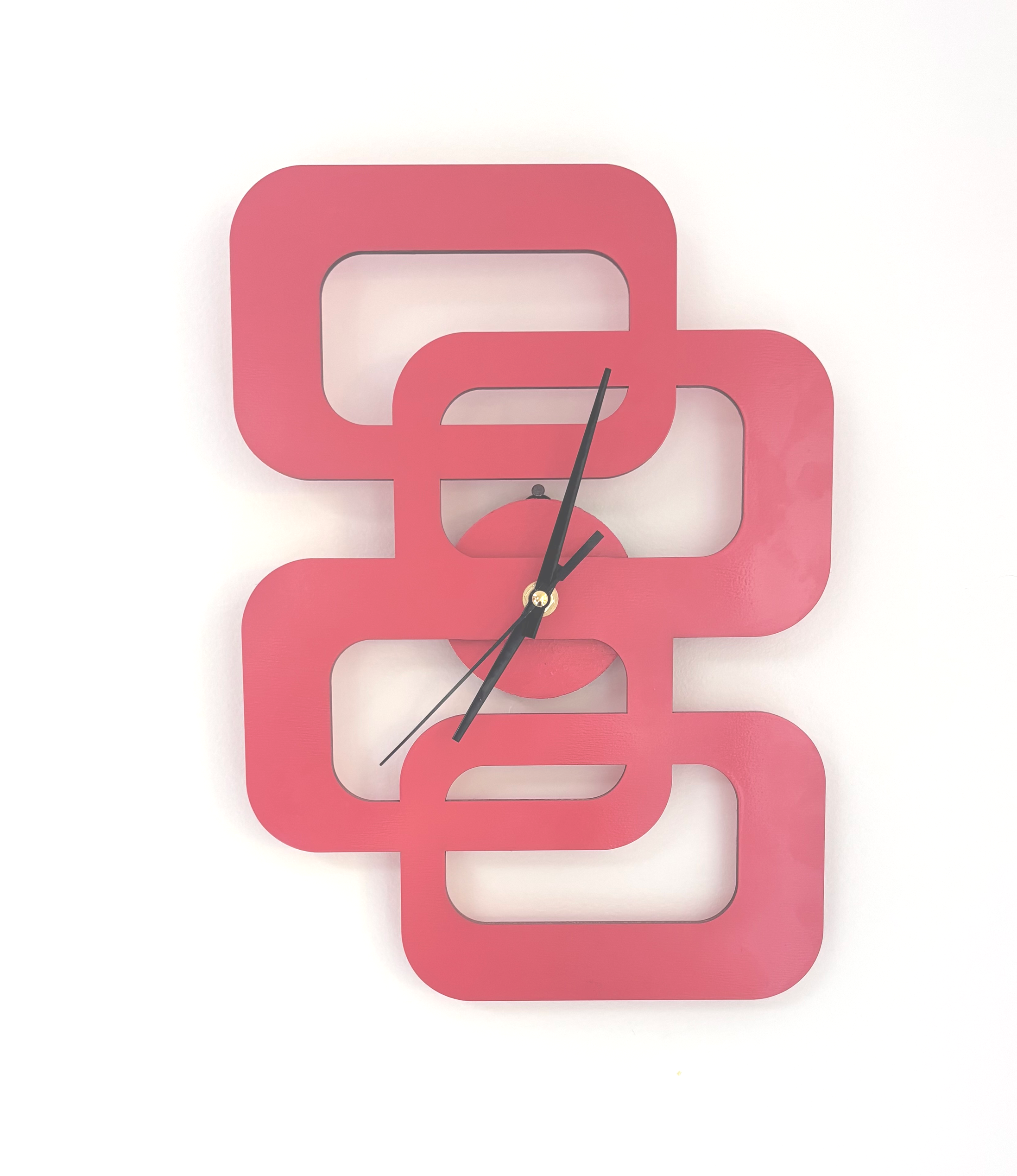 pink VINTAGE mid century modern inspired MCM wood CLOCK