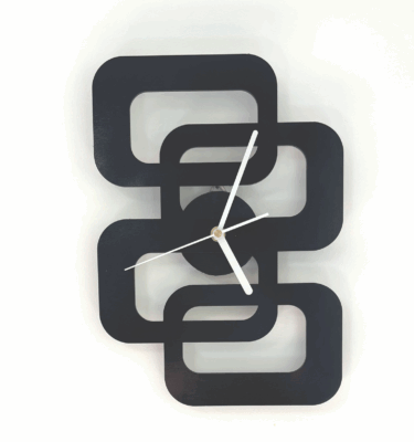 black VINTAGE mid century modern inspired MCM wood CLOCK